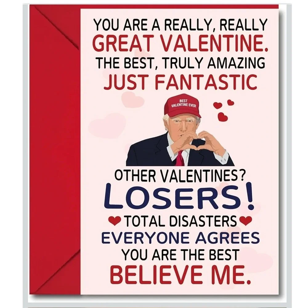 Donald Trump Funny Valentine's Day Greeting Card with Red Envelope (2)